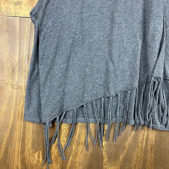 Michael Kors Womens Shawl Gray Shrug Poncho Fringe Knitted S/M - Picture 3 of 12